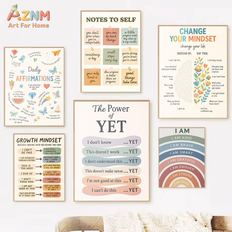 Kids Education Motivation - AZNM Miękki Pastelowy Obraz na Płótnie