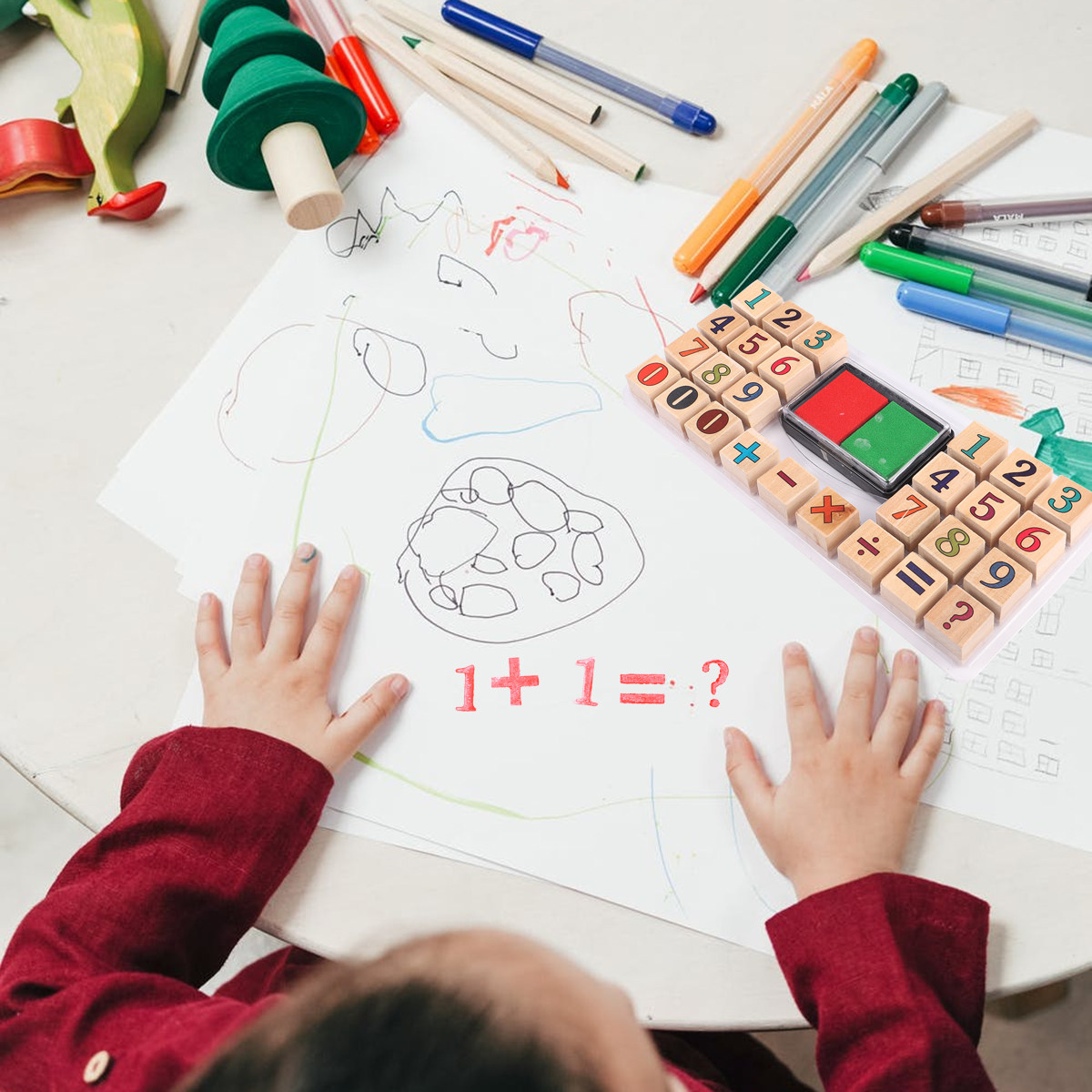 1 zestaw drewnianych stempli z – Kids Education Number recenzja i cena